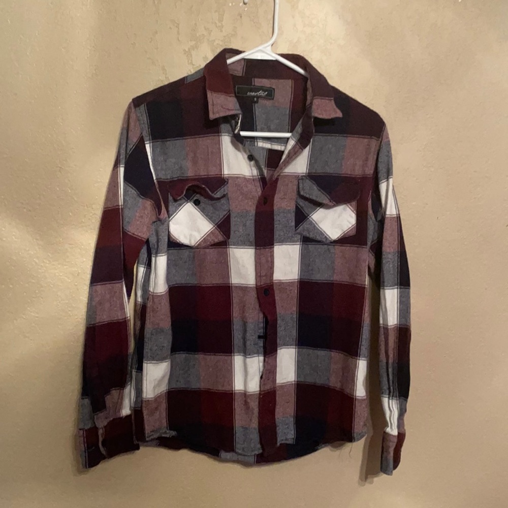 Navy maroon and white flannel